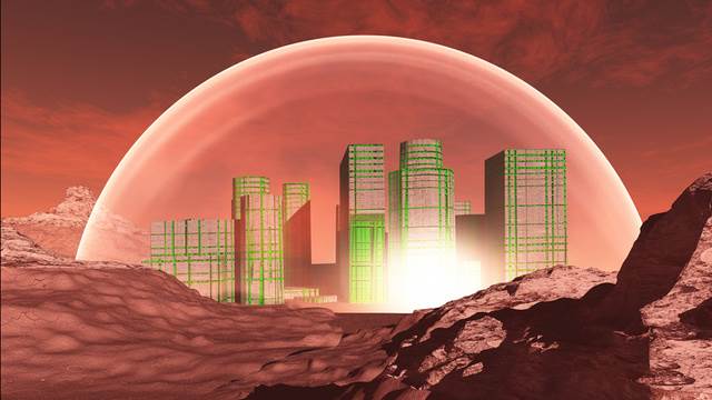  Artist depiction. Mars Colony. Credit: SpaceX
